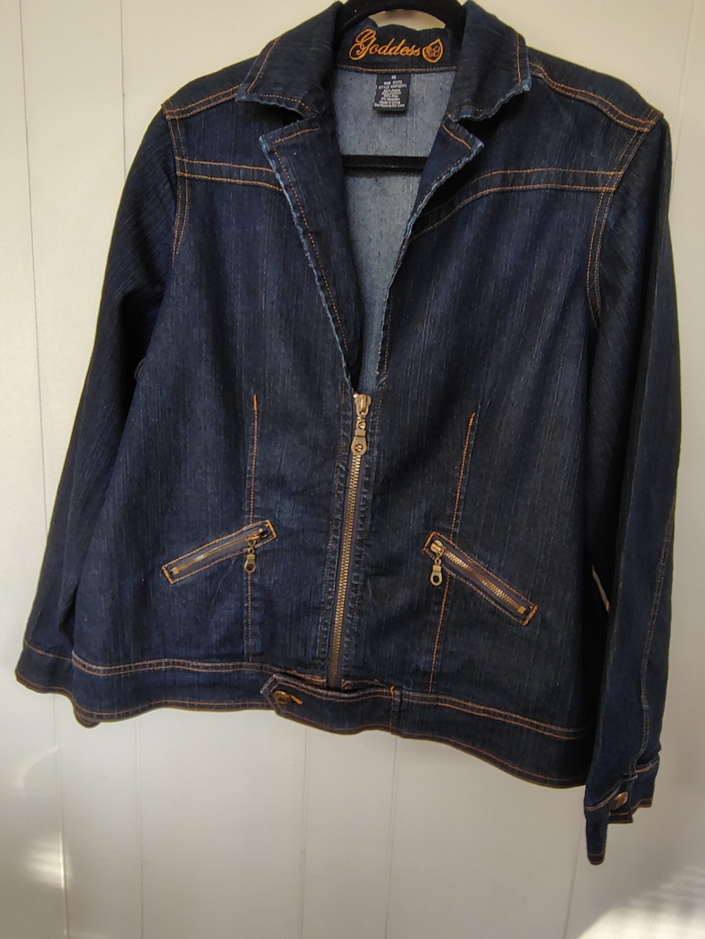 Goddess Dark Blue Denim Jacket with Zip Front Size 1X.